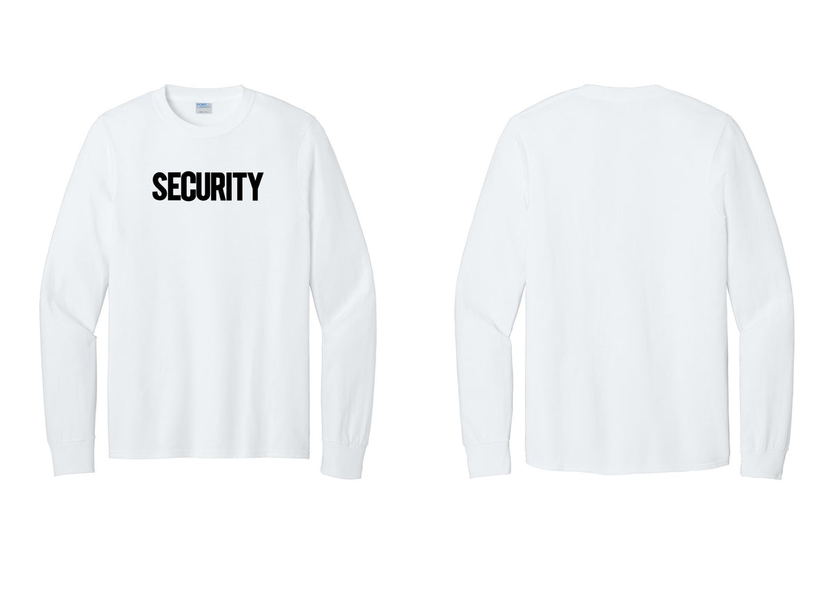 NYC Factory Men's Security Cotton Long Sleeve T-Shirt - Front Only - White