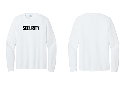 NYC Factory Men's Security Cotton Long Sleeve T-Shirt - Front Only - White