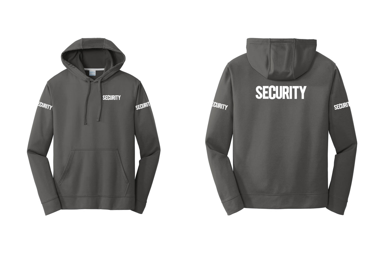 NYC Factory Men's Security Hooded Sweatshirt - Chest + Back + Security Sleeves - Charcoal