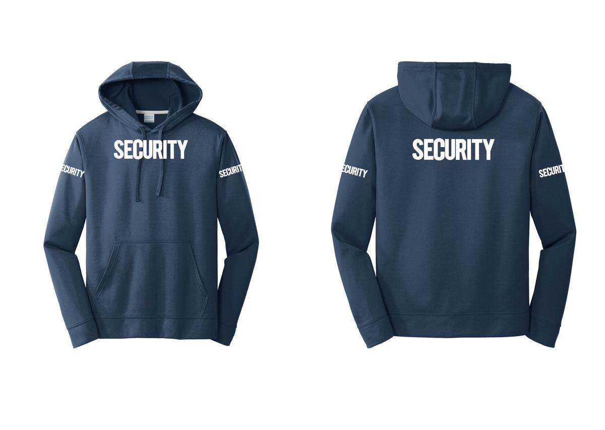 NYC Factory Men's Security Hooded Sweatshirt - Front + Back + Security Sleeves - Navy