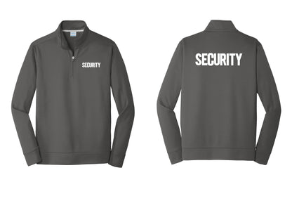 NYC Factory Men's Security Performance Fleece 1/4-Zip Pullover Sweatshirt - Chest + Back - Charcoal