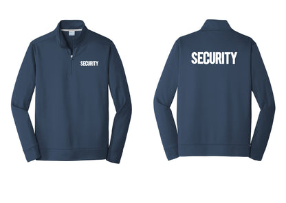 NYC Factory Men's Security Performance Fleece 1/4-Zip Pullover Sweatshirt - Chest + Back - Navy