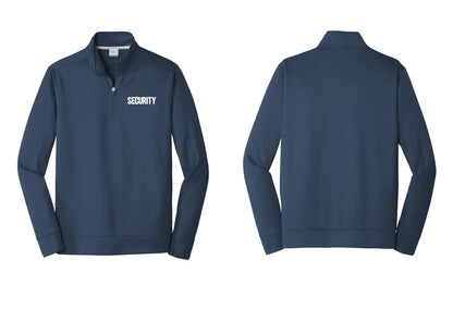 NYC Factory Men's Security Performance Fleece 1/4-Zip Pullover Sweatshirt - Chest Only - Navy
