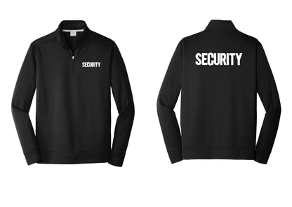 NYC Factory Men's Security Performance Fleece 1/4-Zip Pullover Sweatshirt - Chest + Back - Black