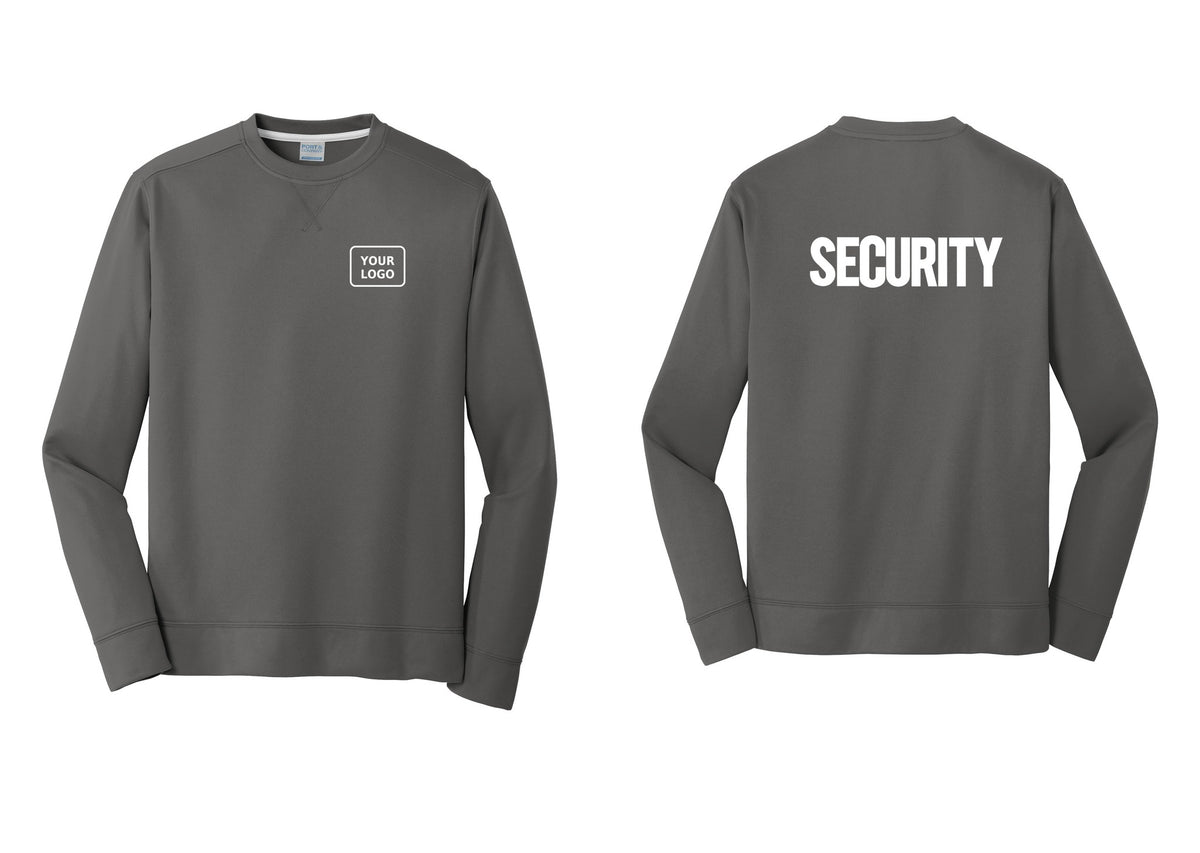 NYC Factory Men's Custom Logo Security Performance Fleece Crewneck Sweatshirt - Your Logo + Back - Charcoal