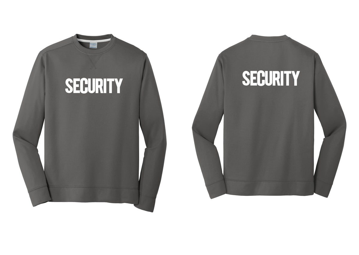 NYC Factory Men's Security Performance Fleece Crewneck Sweatshirt - Front + Back - Charcoal