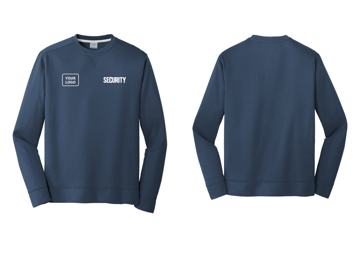 NYC Factory Men's Custom Logo Security Performance Fleece Crewneck Sweatshirt - SECURITY + Your Logo - Navy