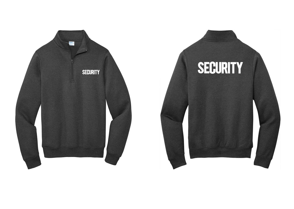 NYC Factory Men's Security Cotton Fleece 1/4-Zip Pullover Sweatshirt - Chest + Back - Dark Heather Grey