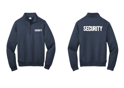 NYC Factory Men's Security Cotton Fleece 1/4-Zip Pullover Sweatshirt - Chest + Back - Navy