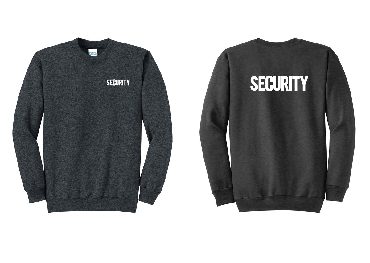 NYC Factory Men's Security Cotton Fleece Crewneck Sweatshirt - Chest + Back - Dark Heather Grey