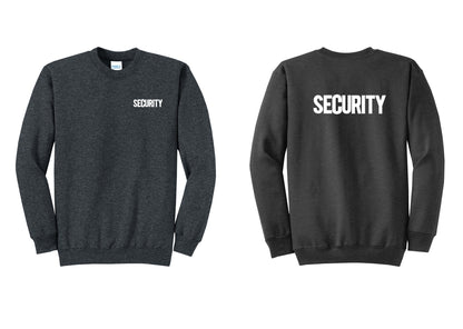 NYC Factory Men's Security Cotton Fleece Crewneck Sweatshirt - Chest + Back - Dark Heather Grey