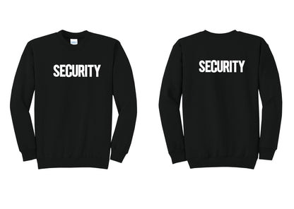 NYC Factory Men's Security Cotton Fleece Crewneck Sweatshirt - Front + Back - Black