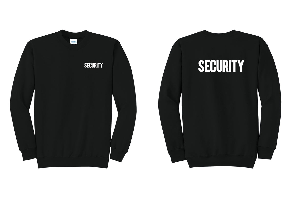 NYC Factory Men's Security Cotton Fleece Crewneck Sweatshirt - Chest + Back - Black