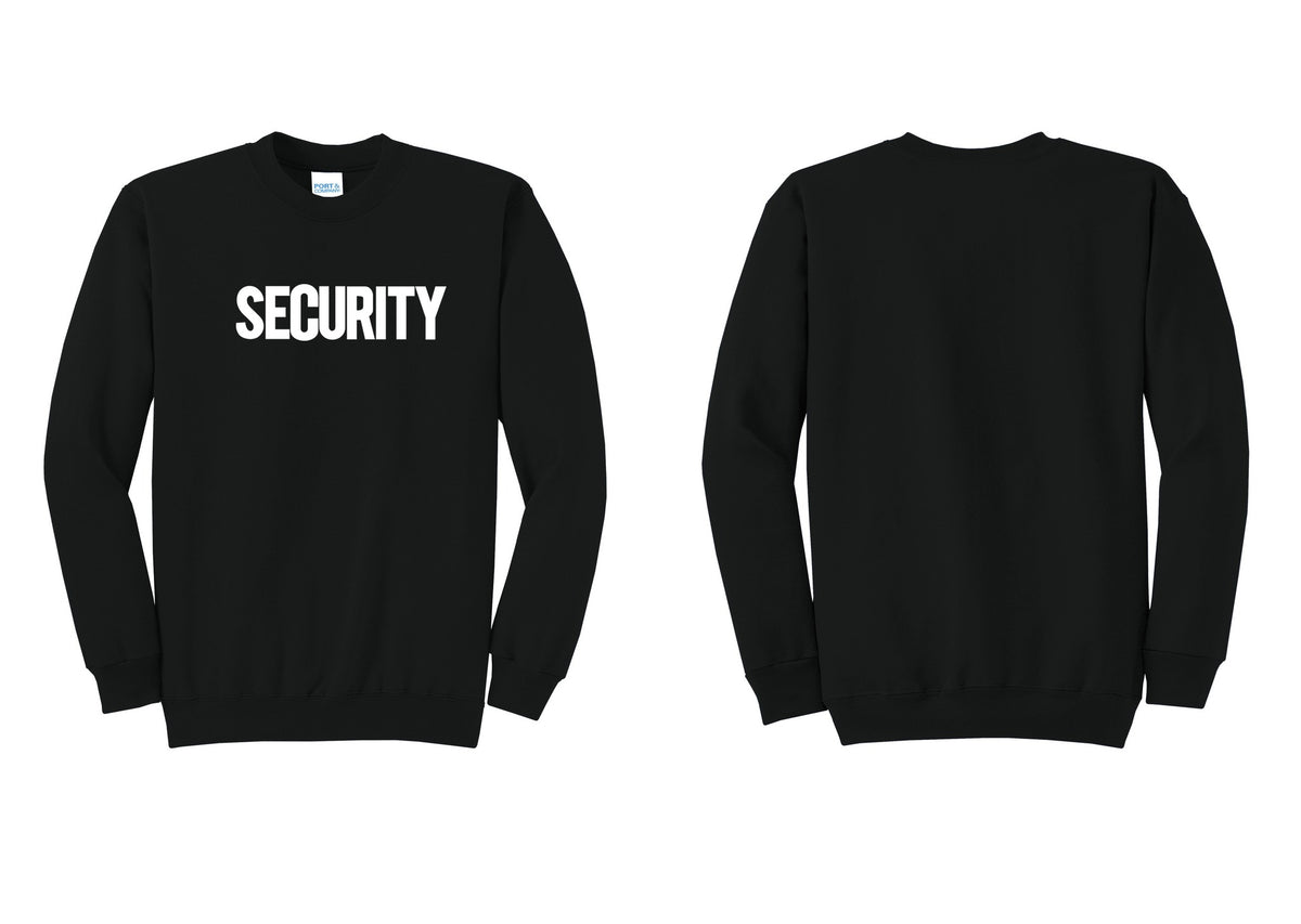 NYC Factory Men's Security Cotton Fleece Crewneck Sweatshirt - Front Only - Black