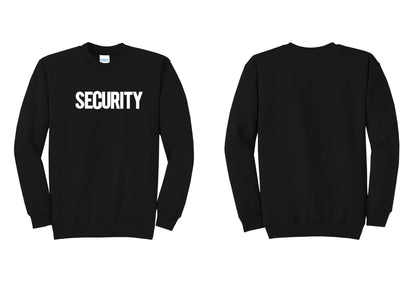NYC Factory Men's Security Cotton Fleece Crewneck Sweatshirt - Front Only - Black