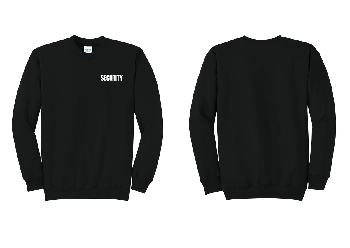 NYC Factory Men's Security Cotton Fleece Crewneck Sweatshirt - Chest Only - Black