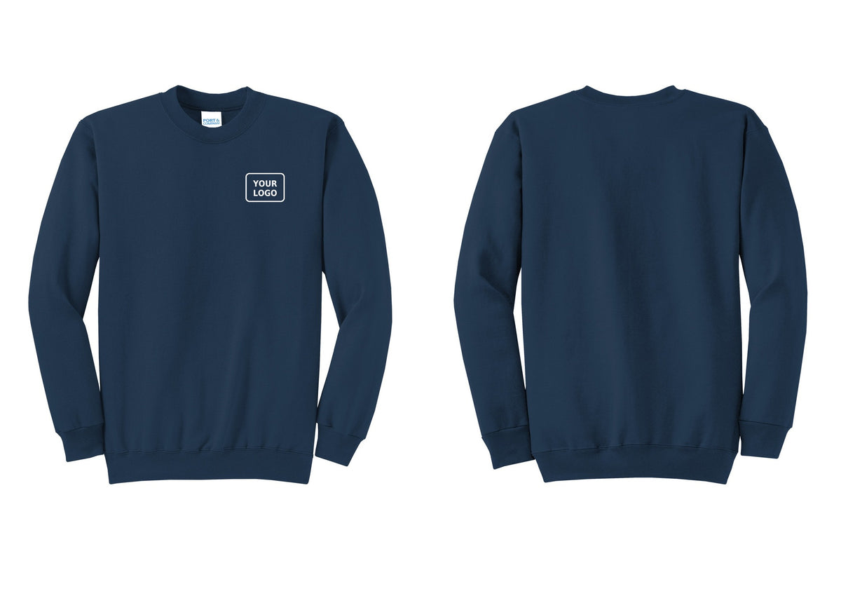 NYC Factory Men's Custom Logo Security Cotton Fleece Crewneck Sweatshirt - Your Logo Only - Navy