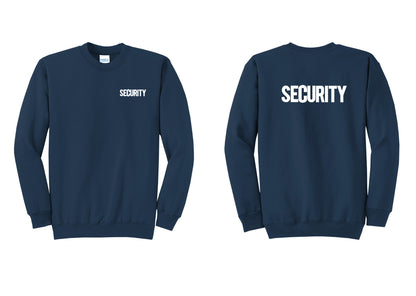 NYC Factory Men's Security Cotton Fleece Crewneck Sweatshirt - Chest + Back - Navy