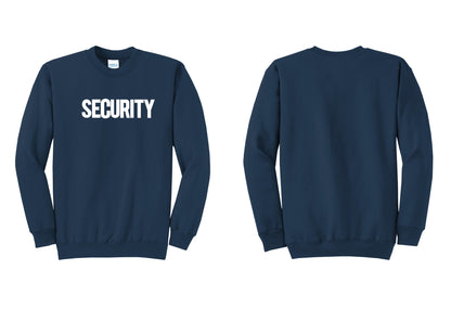 NYC Factory Men's Security Cotton Fleece Crewneck Sweatshirt - Front Only - Navy
