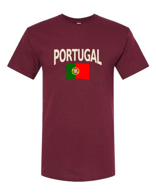 Portugal Soccer Tee 2026 — Classic Name & Flag | NYC Factory - Maroon