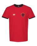 Qatar Soccer Ringer Tee 2026 — Retro National Crest | NYC Factory