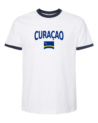 Curaçao Soccer Ringer Tee 2026 — Classic Name & Flag | NYC Factory - NYC Factory