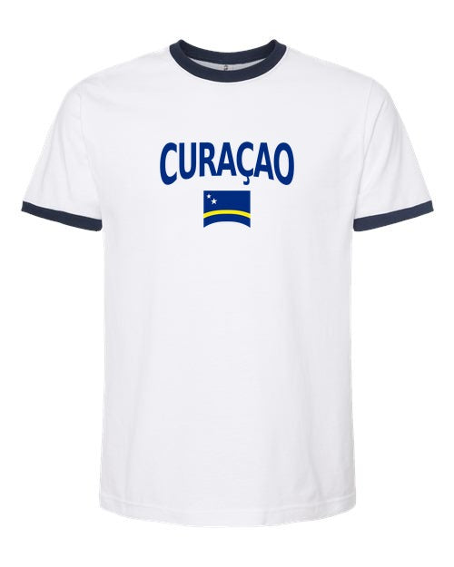 Curaçao Soccer Ringer Tee 2026 — Classic Name & Flag | NYC Factory - NYC Factory