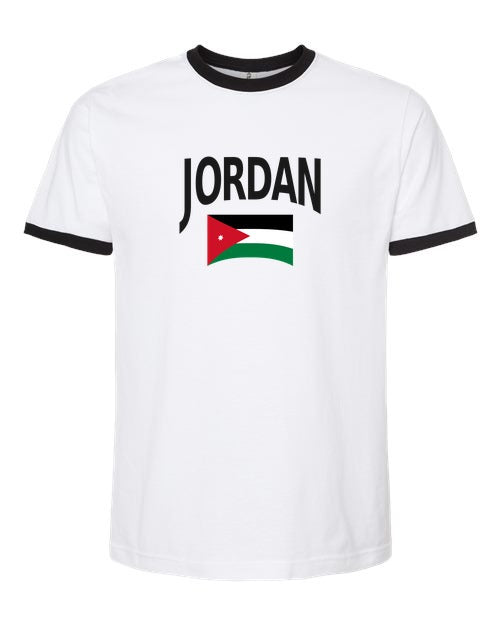 Jordan Soccer Ringer Tee 2026 — Classic Name & Flag | NYC Factory