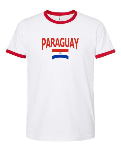 Paraguay Soccer Ringer Tee 2026 — Classic Name & Flag | NYC Factory - NYC Factory