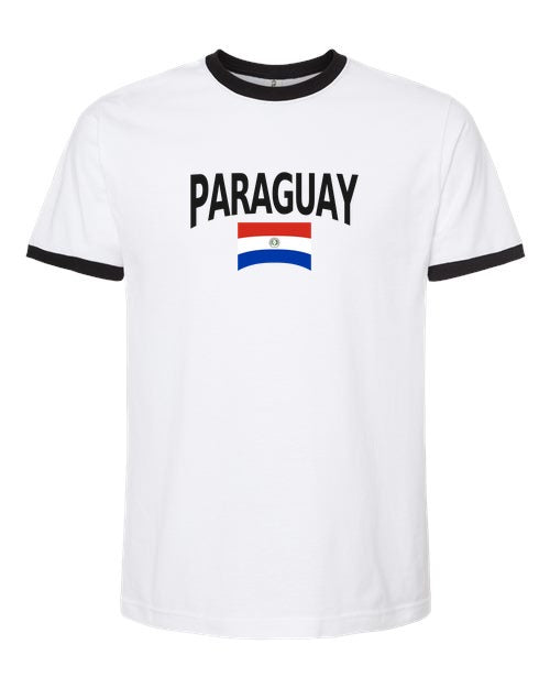 Paraguay Soccer Ringer Tee 2026 — Classic Name & Flag | NYC Factory - NYC Factory