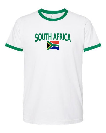 South Africa Soccer Ringer Tee 2026 — Classic Name & Flag | NYC Factory