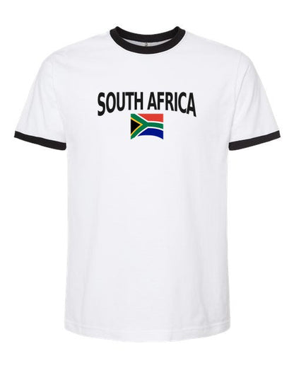 South Africa Soccer Ringer Tee 2026 — Classic Name & Flag | NYC Factory