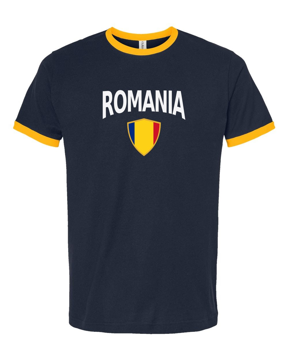 Romania Arched Crest Soccer Ringer Tee — NYC Factory