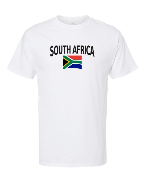 South Africa Soccer Tee 2026 — Classic Name & Flag | NYC Factory - White