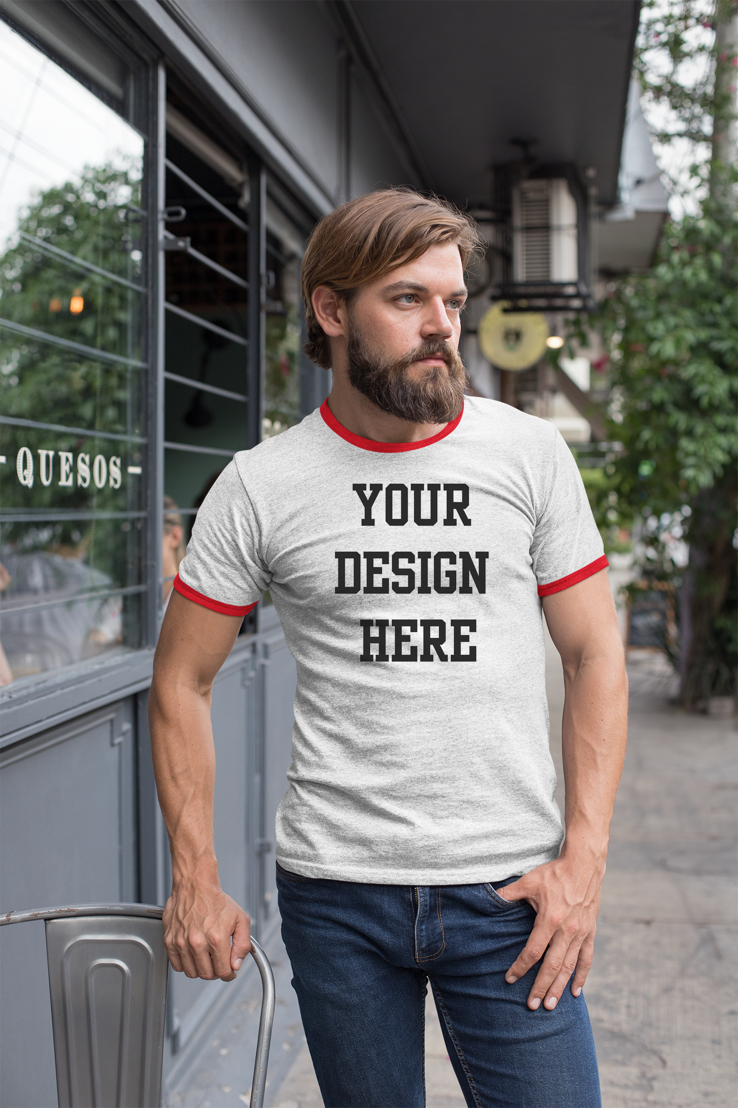 Your Design Here Custom Mens Ringer T-Shirt Customized Tee White/Red