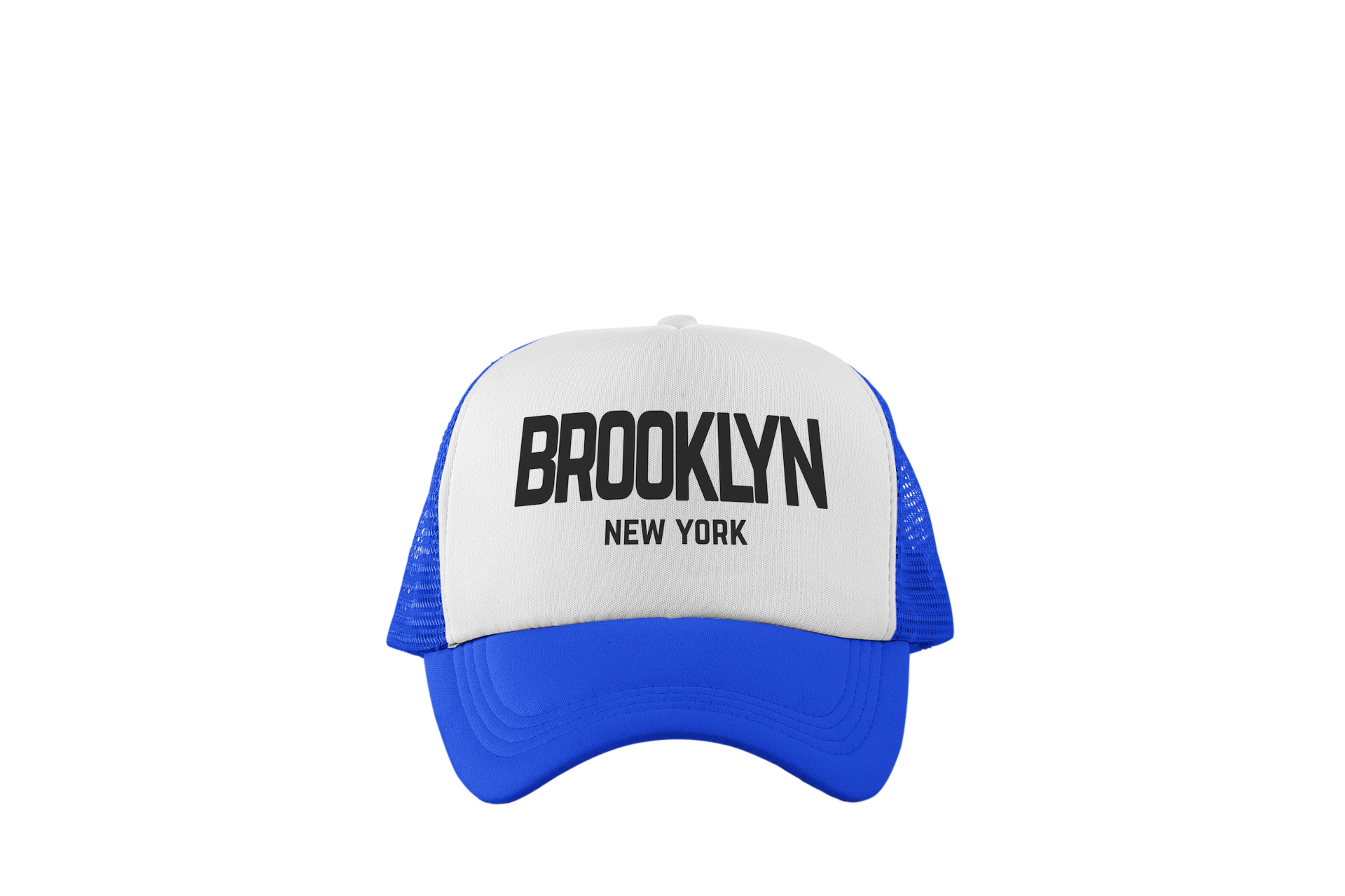 Brooklyn New York Retro Design Trucker Baseball Hat White/Royal