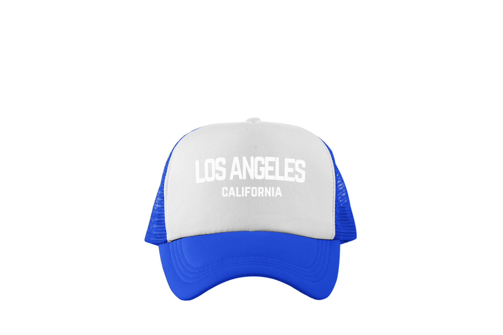 Los Angeles California White Retro Design Trucker Baseball Hat White/Royal