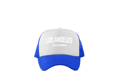 Los Angeles California White Retro Design Trucker Baseball Hat White/Royal