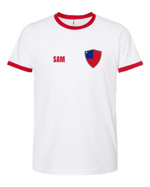 Samoa Soccer Ringer Tee — Retro National Crest | NYC Factory