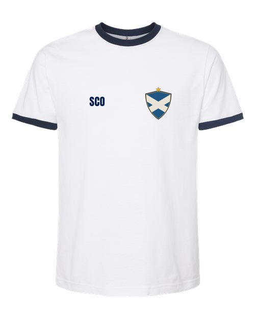Scotland Soccer Ringer Tee 2026 — Retro National Crest | NYC Factory