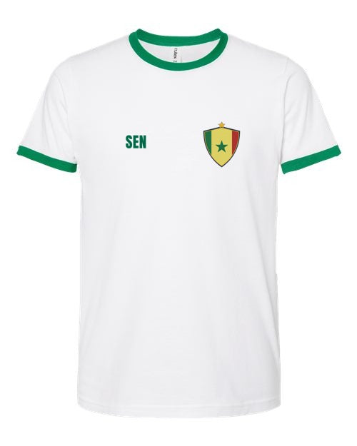 Senegal Soccer Ringer Tee 2026 — Retro National Crest | NYC Factory