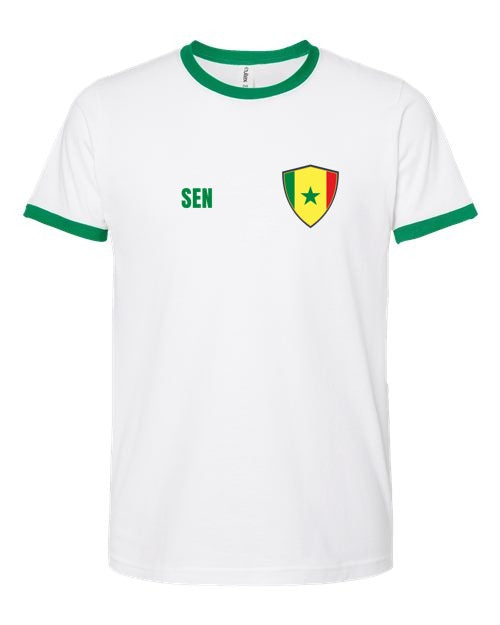 Senegal Soccer Ringer Tee 2026 — Retro National Crest | NYC Factory