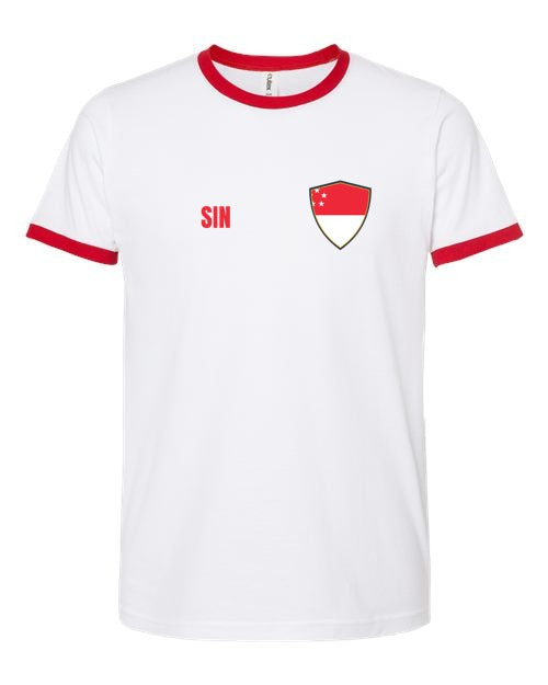Singapore Soccer Ringer Tee — Retro National Crest | NYC Factory