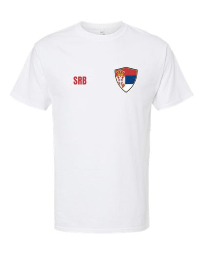 Serbia Soccer Tee — Retro National Crest | NYC Factory