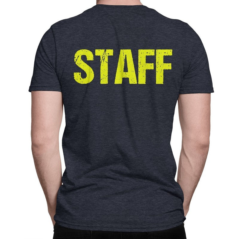 STAFF T-Shirt Charcoal Gray Mens Neon Tee Staff Event