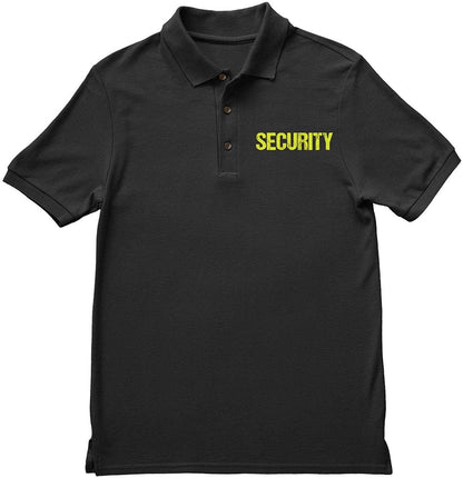 Security Polo Shirt Front & Back Print (Distressed, Black & Neon)