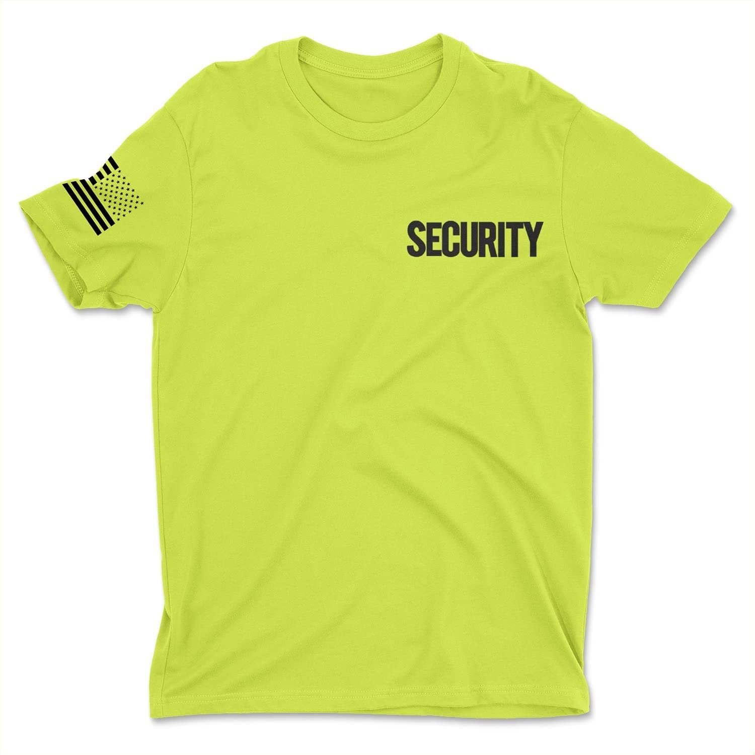 Security T-Shirt Front Back Print Men's Tee (Chest, Sleeve, Back Print, Neon Safety Green)