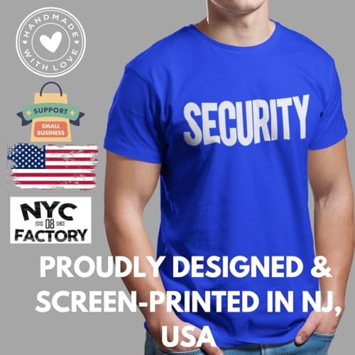 Security T-Shirt Front Back Print Men's Tee (Royal Blue & White)