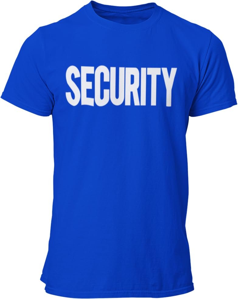 Security T-Shirt Front Back Print Men's Tee (Royal Blue & White)