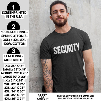 Security T-Shirt Front Back Print Men's Tee (Solid Design, Black / Neon)